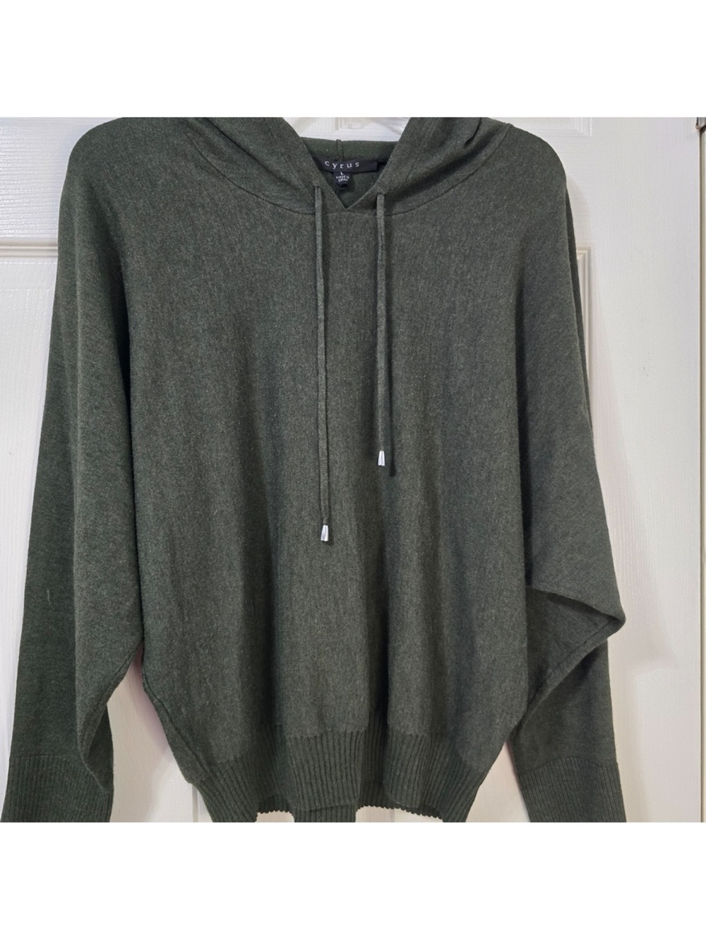 Cyrus Olive Green waffle knot  Hooded Sweater